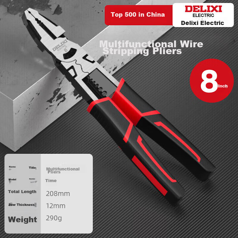 DELIXI ELECTRIC 8-Inch Multi-Function Combination Pliers Wire Stripper Cutter Lineman Pliers Six-in-One