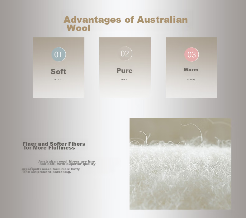 FUANNA Class A Australian Wool Comforter, 100% Pure Wool Duvet, All-Season Double Bed Quilt, Approximately 5.6 Jin (2.8 Kg), 203*229cm 7