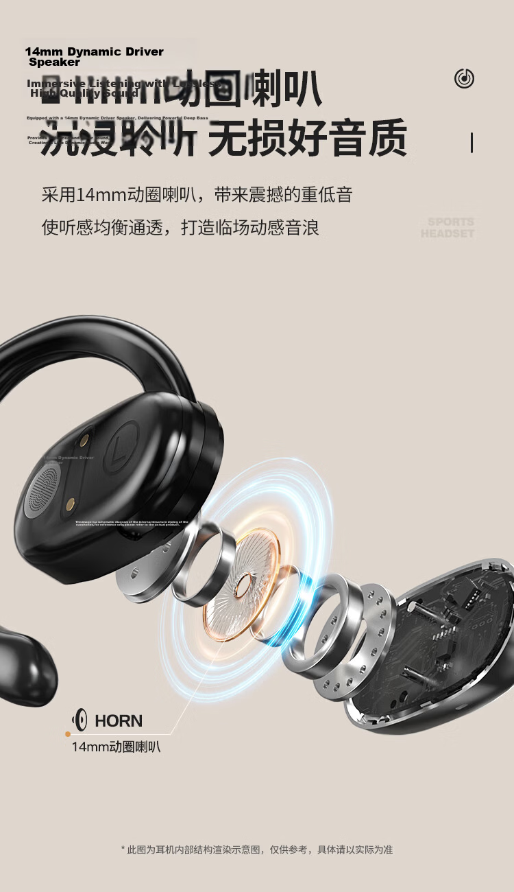 Newmine LY71 Ear-Hook True Bone Conduction Bluetooth Headphones, Open-Style Non-In, for Sports Running Cycling, Long Battery Life, Call Noise Reduction, Compatible with Apple Huawei Xiaomi, Black 14