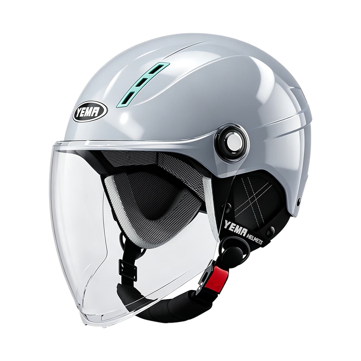 YEMA 3C Certified 359S Electric Motorcycle Helmet, Lightweight Half Helmet for Men And Women, Summer Lightweight Design, Suitable for Electric Scooters, All-Season Use, Yue Dong Gray with Long Transparent Visor