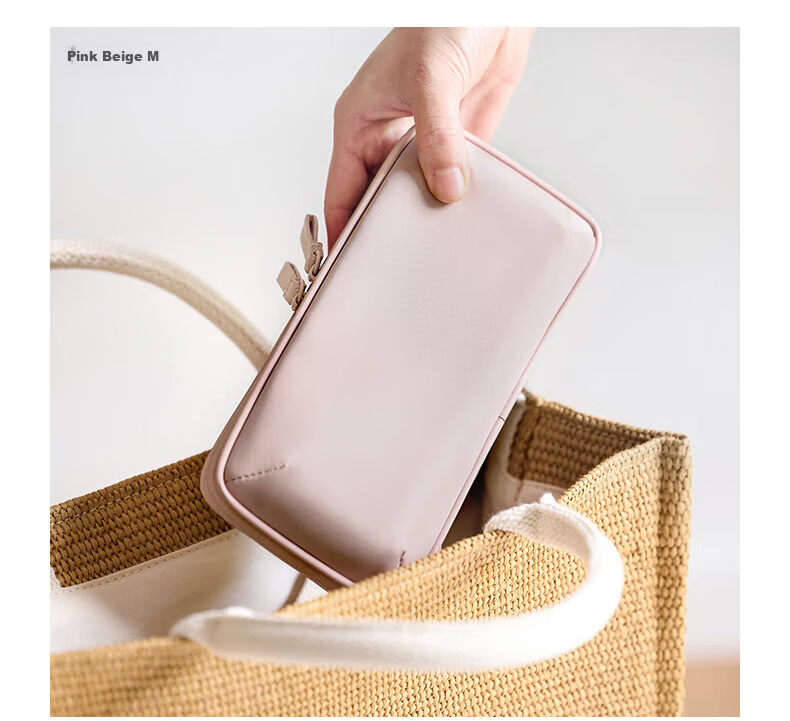 MUJI Polyester Jewelry Bag, M Pink Rice Color 8