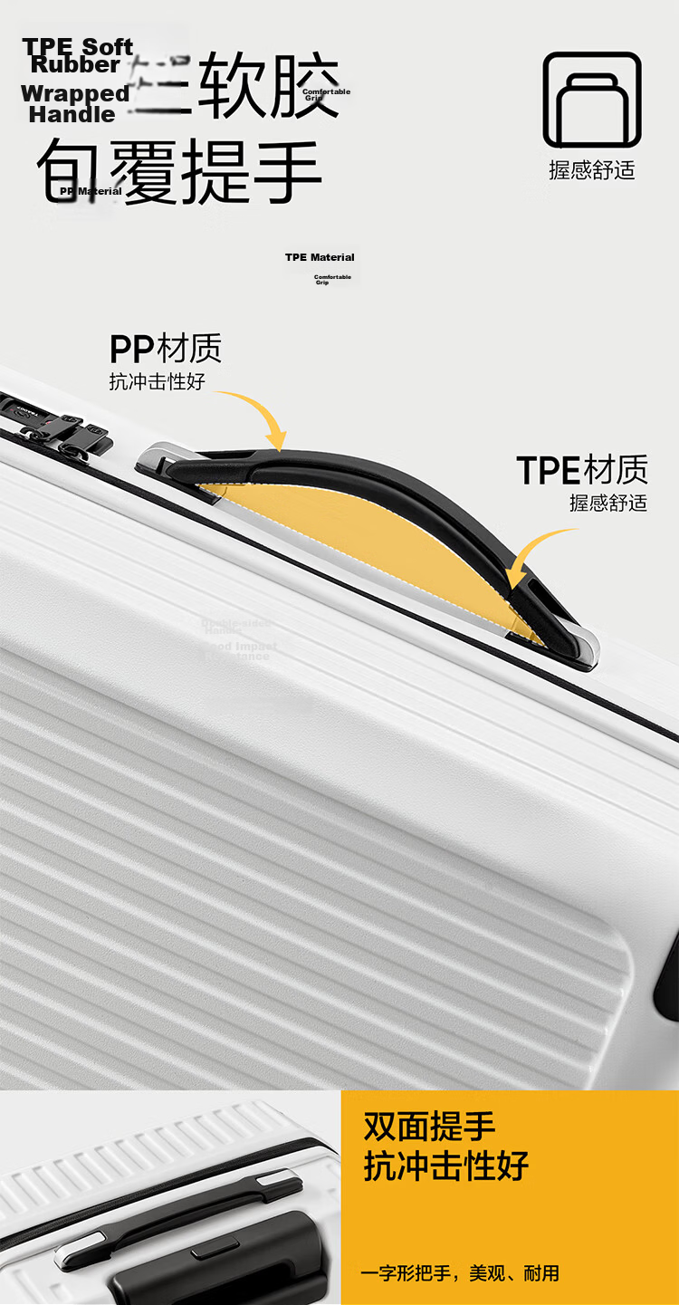 Wangyiyanxuan Ultra-Light Suitcase, Cube-Shaped PC Zipper Large Capacity Trolley Case, Phantom Black, 24 Inches [For Checked Baggage] 10