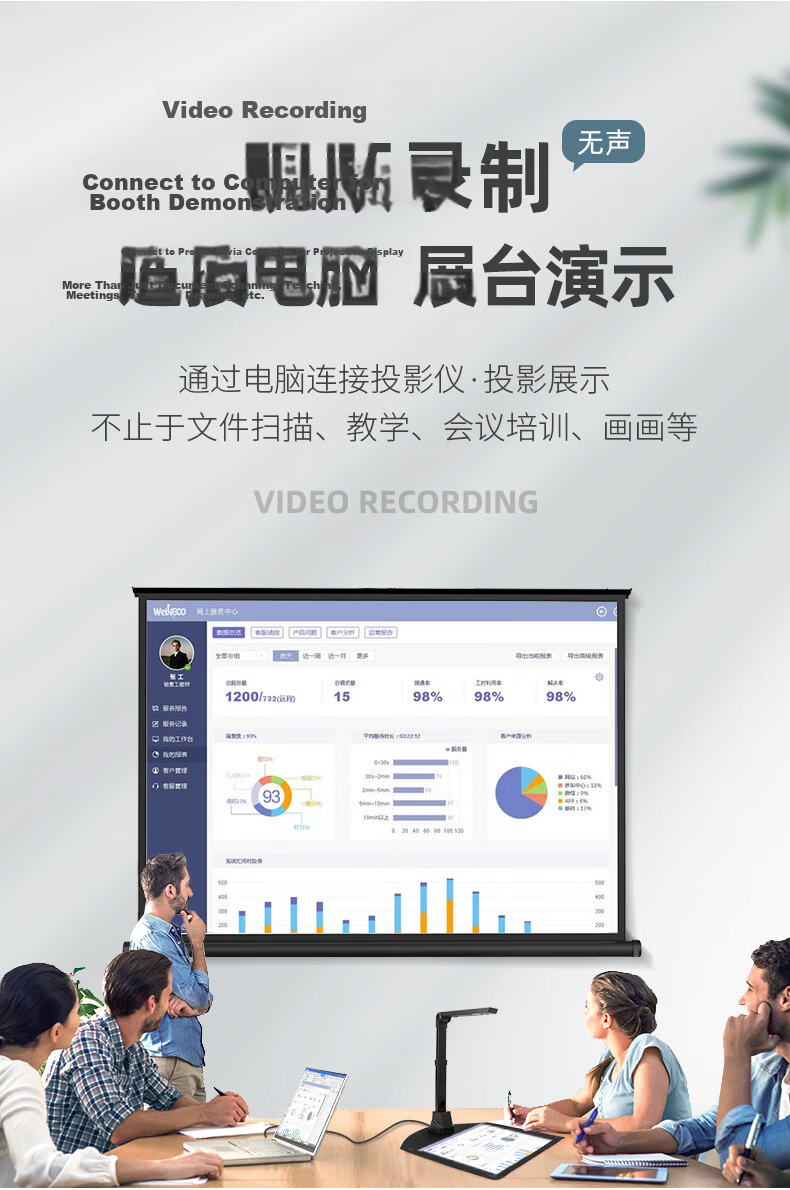 NTEUMM A4 Document Invoice Scanner High-Speed Automatic Continuous Scanning 12MP Video Visual Presenter SD-500 3