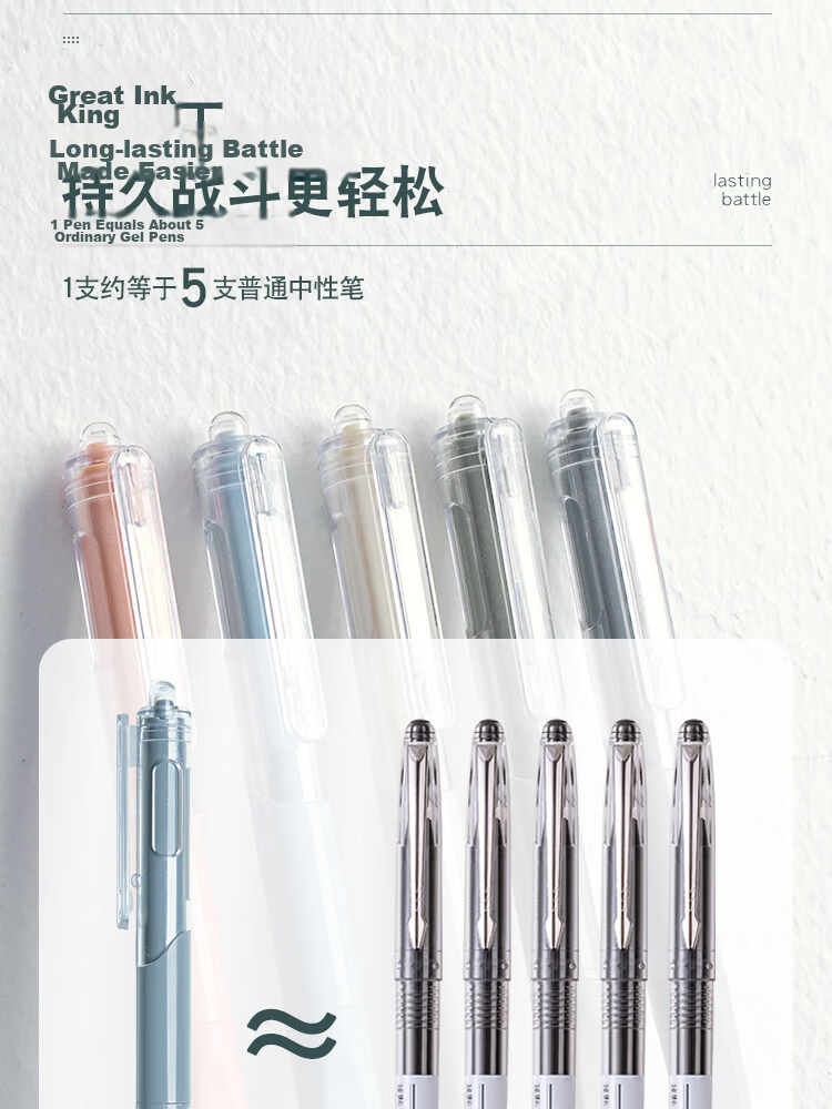 Class 3-2 Exam Special 5-Pack Quick-Dry Dual-Tip CS Test Pens Retractable Gel Pens Student High-Value Smooth 0.5mm Black Water-Based Signature Pens Light Aesthetic Series 7