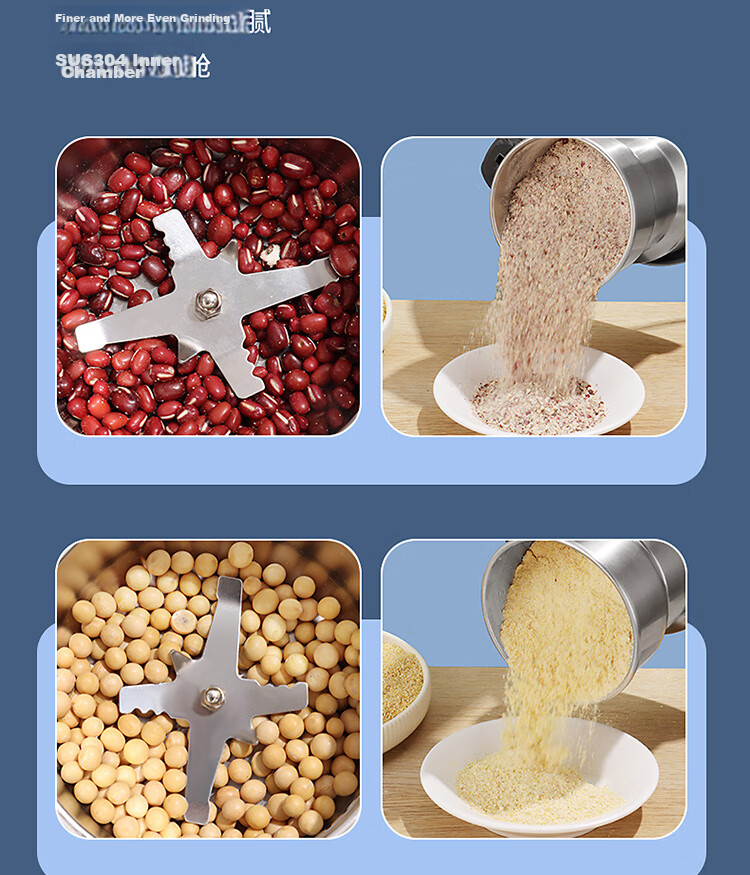 Baijie 304 Stainless Steel Grinder, Home Use Powder Machine, Grinding Machine, Chinese Herbal Medicine Powder Machine, Food Dry Powder Machine, 500g Capacity 9
