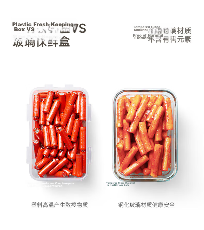 GLASSLOCK Imported Glass Food Storage Containers, Refrigerator Food And Dumpling Boxes, Storage Containers, Freezer Storage Boxes, 1200ml*4-Piece Set 4