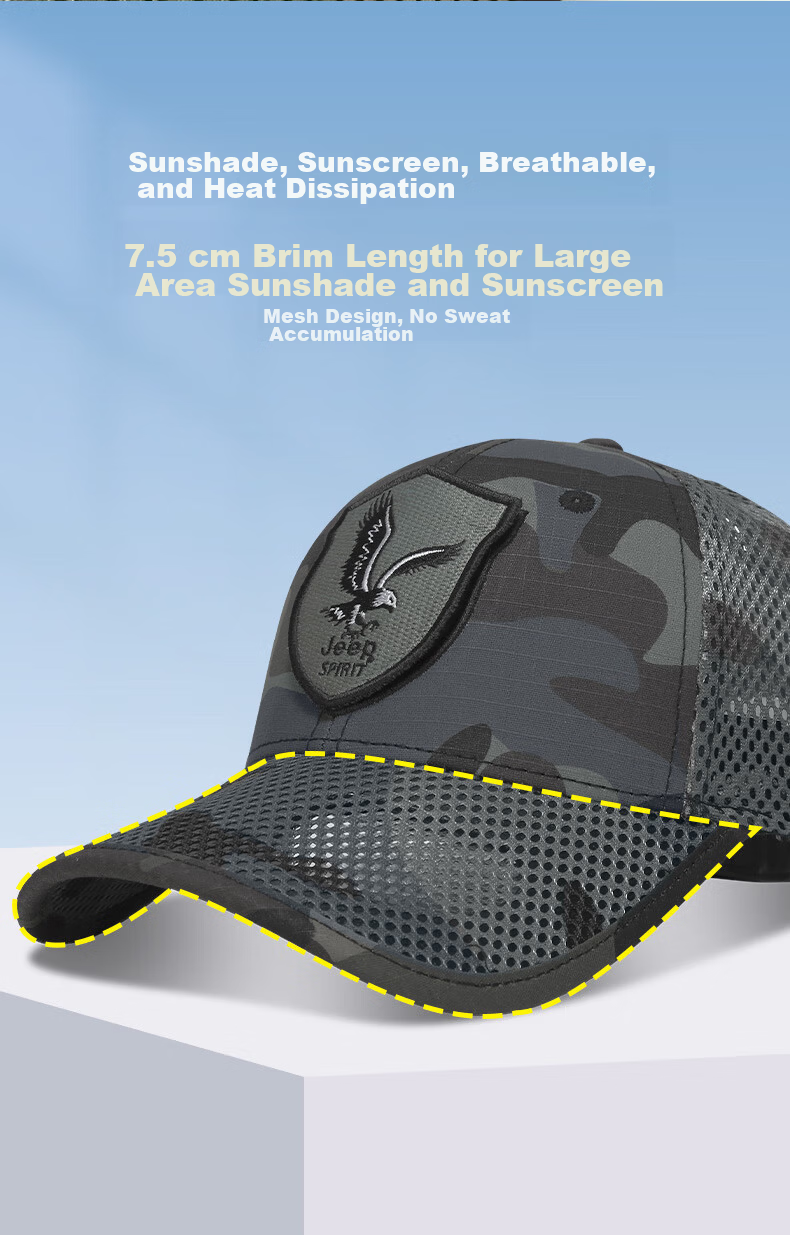 JEEP Men's Summer Mesh Baseball Cap Outdoor Sunshade Casual Sports Hat A0610 9