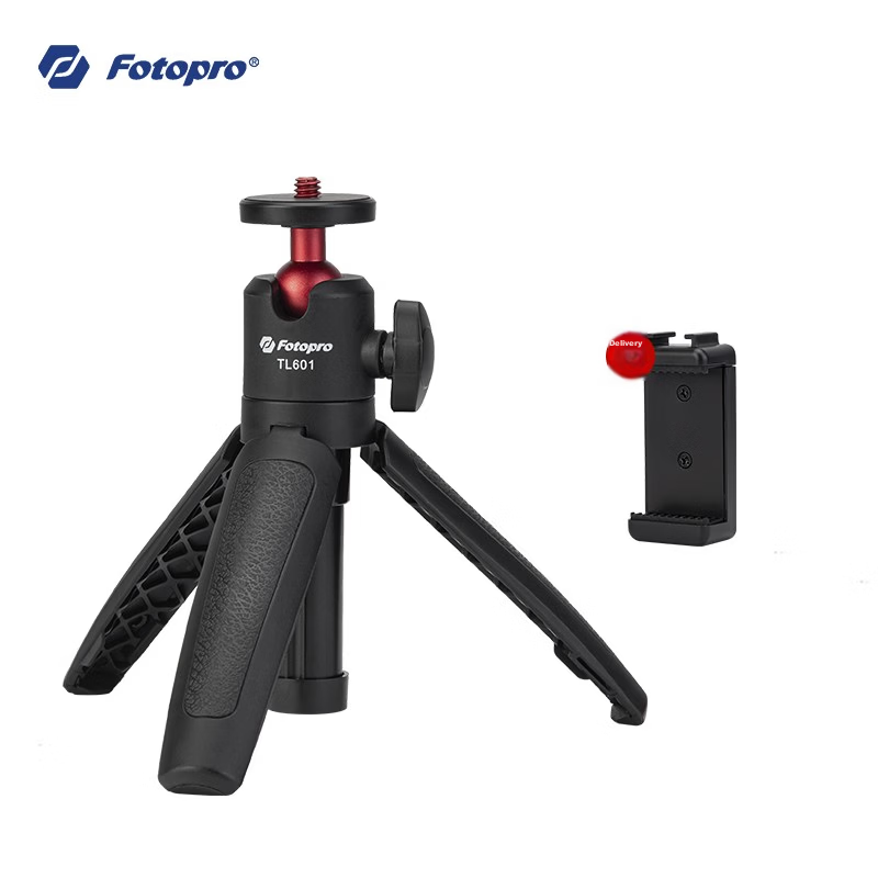Fotopro TL-601 Portable Mini Camera Tripod Smartphone Live Streaming Stand Compatible with DJI Pocket 3 GoPro Action 3 Mount Black