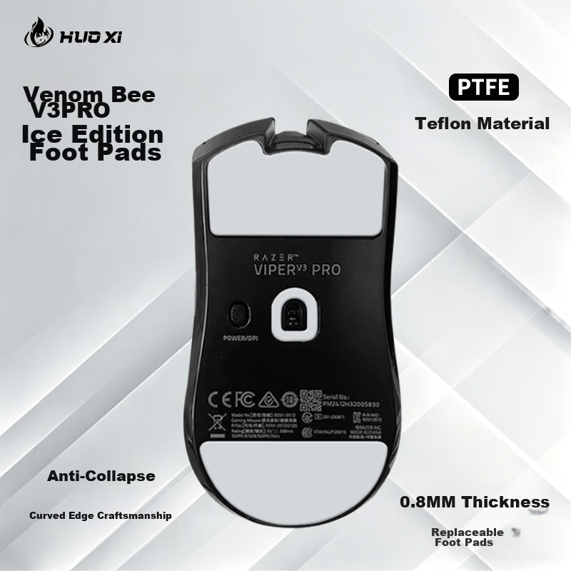Huoshi Viper V3 Pro Mouse Skates V3 Extreme Edition Teflon Professional Gaming Smooth Durable Mouse Feet Pads Corner Stickers