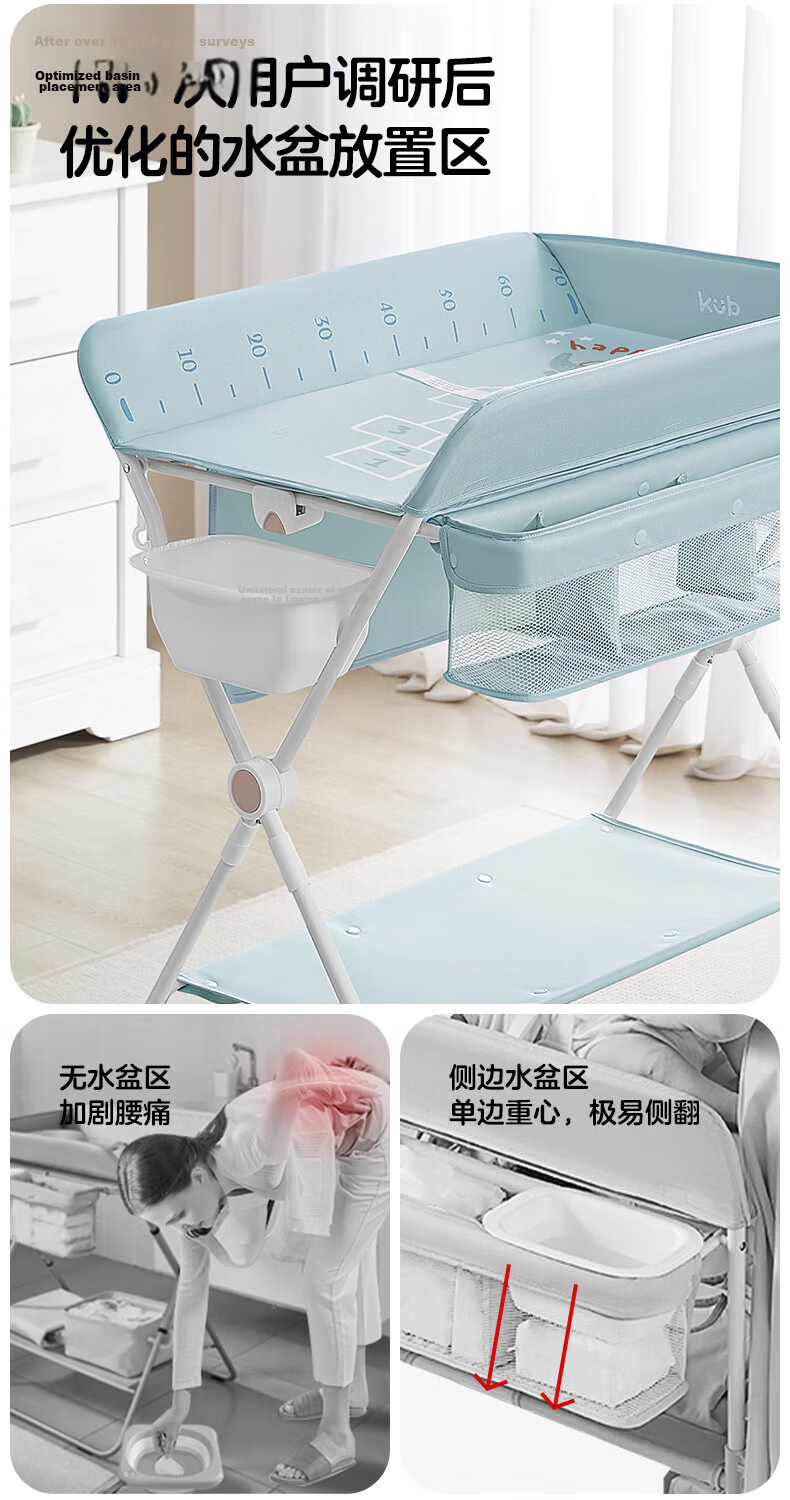 KUB Baby Diaper Changing Table Newborn Care Station Baby Massage Bath Foldable Giraffe with Water Basin 5