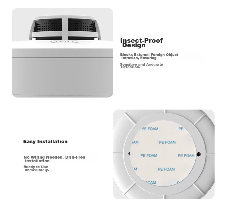 PGST Battery-Powered Smoke Alarm Independent Smoke Detector Wireless Smoke Sensor Home Use S01 17