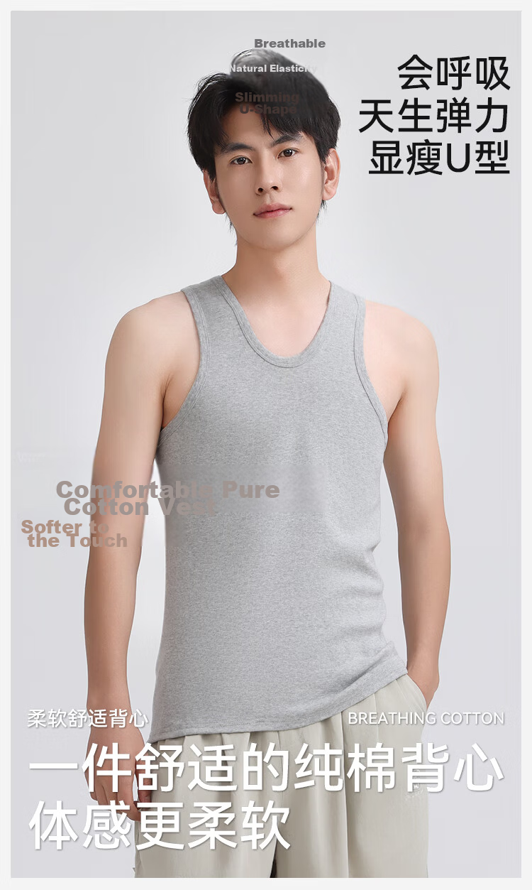 MiiOW Men's Tank Top, Summer Pure Cotton 100%, Athletic Undershirt T-Shirt, Sleeveless Undershirt, Black 3