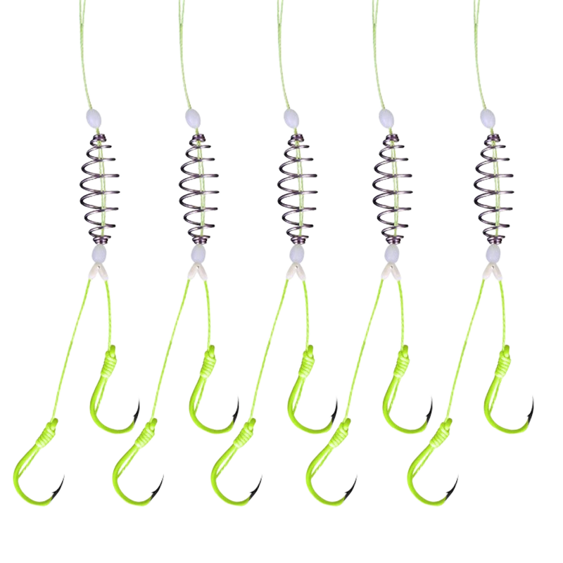 Grsaed Silver Carp And Bighead Carp Fishing Set No. 8 Anti-Tangle Leader Double Hook Line Set with Spring Hooks Pre-Tied Fishing Hooks And Copy Hook