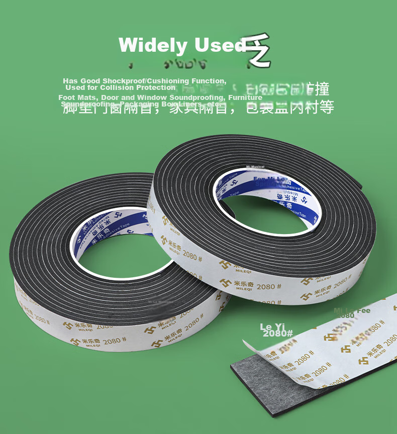 Mileqi Single-Sided Sponge Tape Shockproof Anti-Collision Foam Adhesive Door Gap Sealing Cushion Strip 10mm Thickness x 40mm Width x 2m Length Roll 4