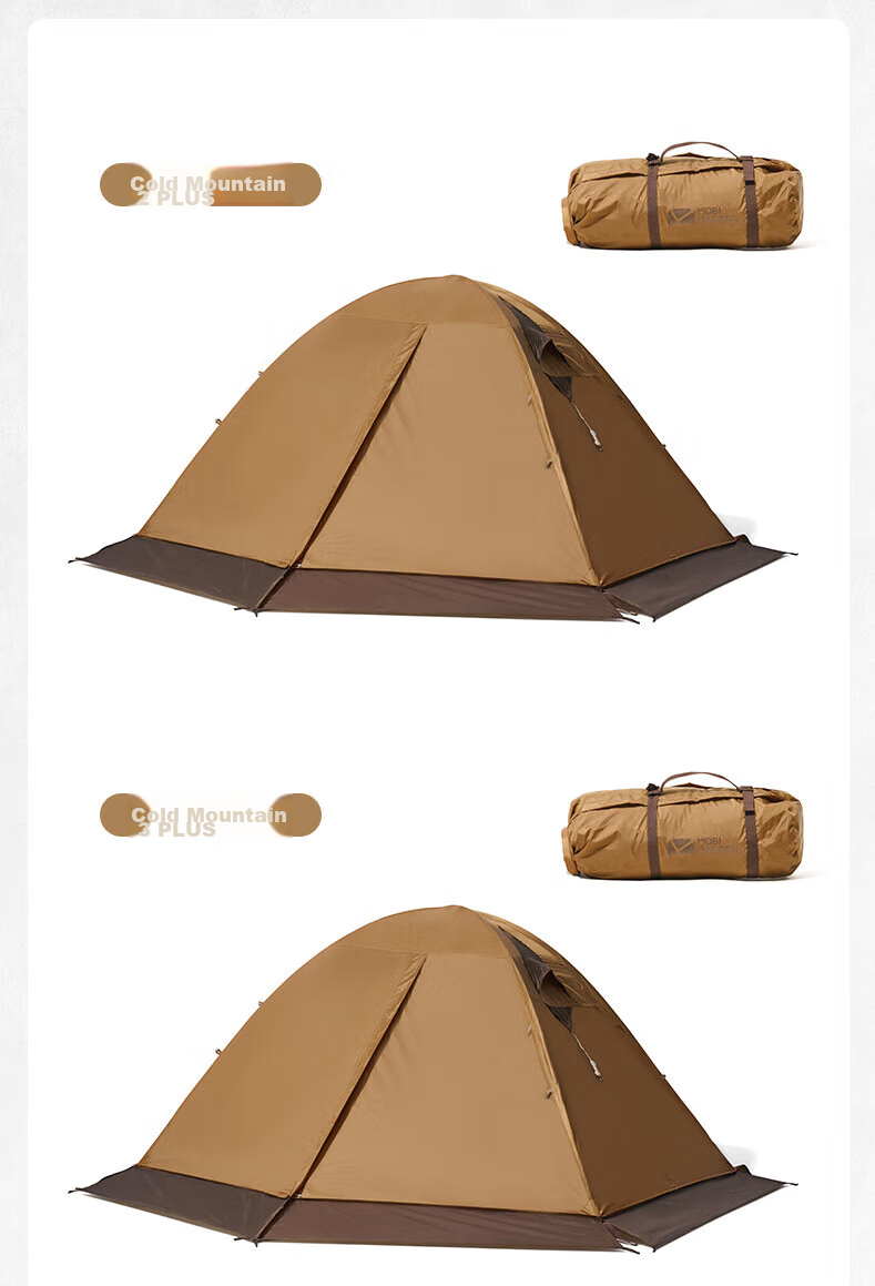 MOBIGARDEN Tent, Outdoor Camping with Snow Flap Three-Person Four-Season Tent Cold Mountain 3PLUS NXZQU61018, Dawn Mist White 11