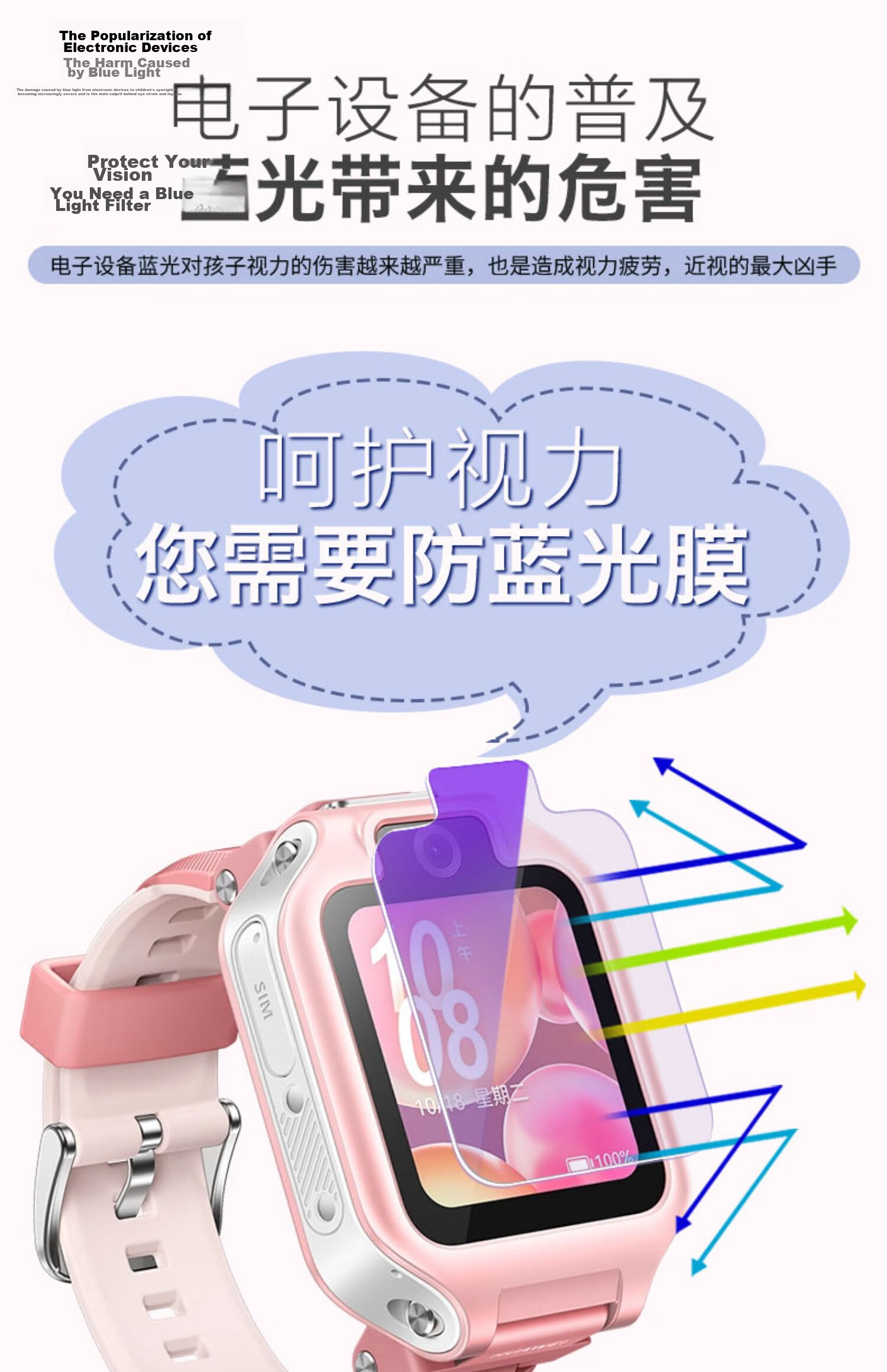 Xuanyi [Two Pieces of Premium] Tempered Glass Screen Protector for Huawei Children's Watch 5X/5XPro, HUAWEI Children's Watch 5xpro Protective Film, Fingerprint-Resistant, Wear-Resistant, Blue Light-Blocking Glass Film 10