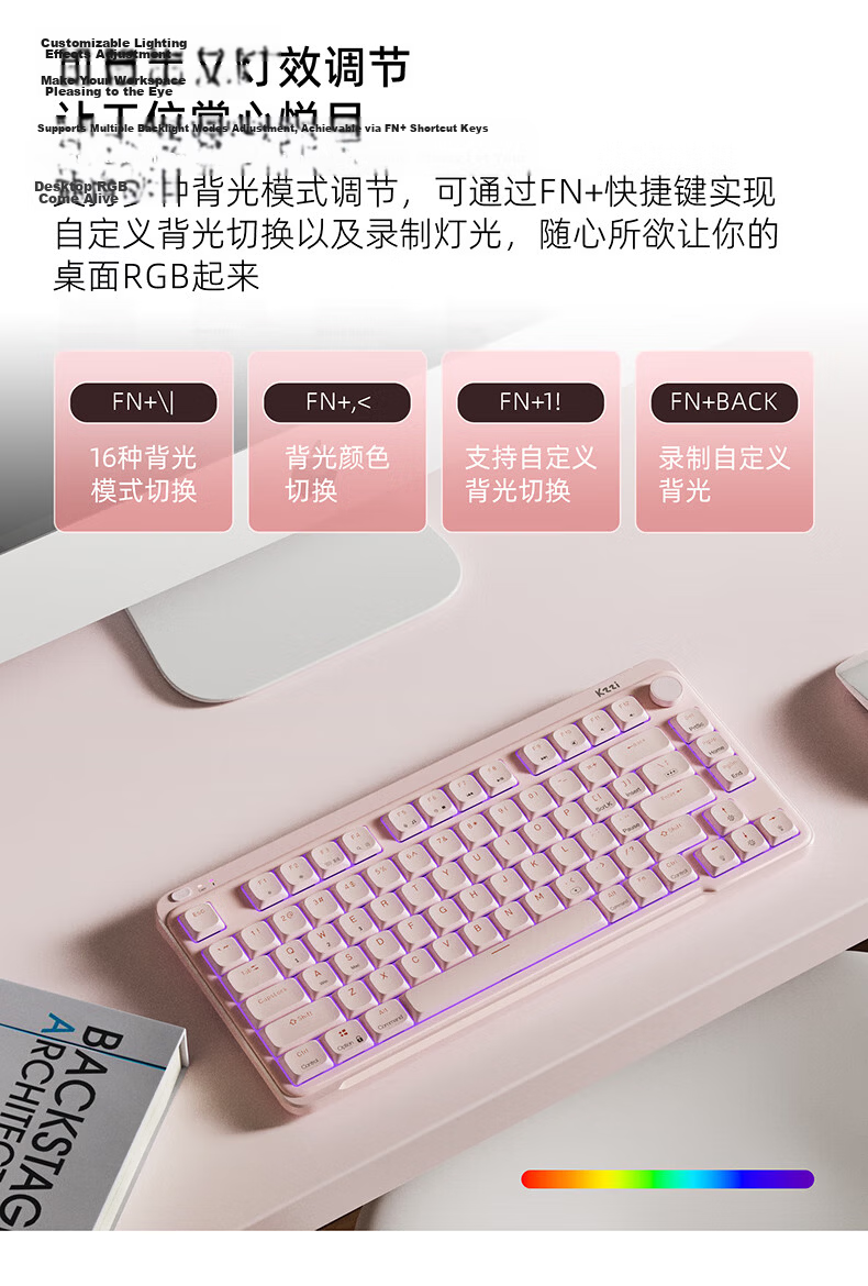 KZZI i98 Low-Profile Three-Mode Mechanical Keyboard 100 Keys Office Lightweight Portable Hot-Swappable Apple iPad Keyboard Long Battery Life Meteor Gray RGB Blueberry Silent Switch MINI 8