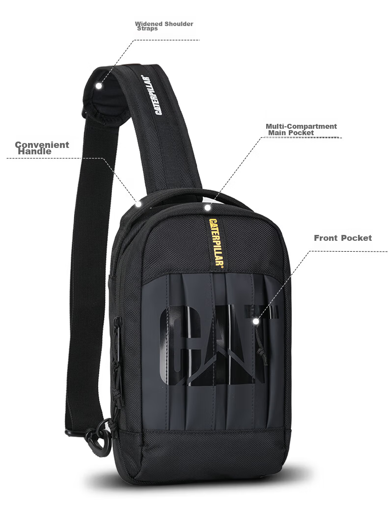 CAT Waist Bag Lightweight Chest Bag Outdoor Small Bag Sports Trendy Vertical Crossbody Shoulder Bag Multifunctional Black 84564 4