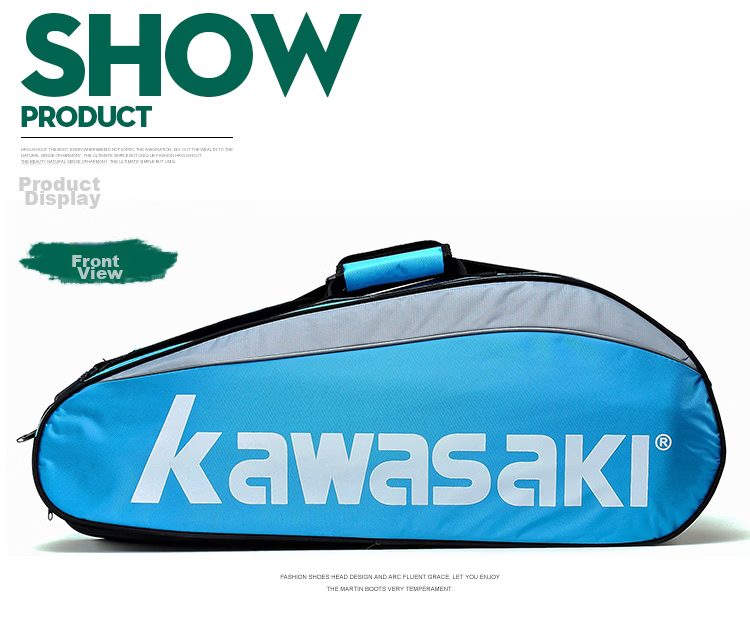 KAWASAKI Badminton Bag, Shoulder Bag, Tennis Bag for Men And Women, Separate Shoe Compartment, Racket Bag, Model 8327, Blue And Red 12