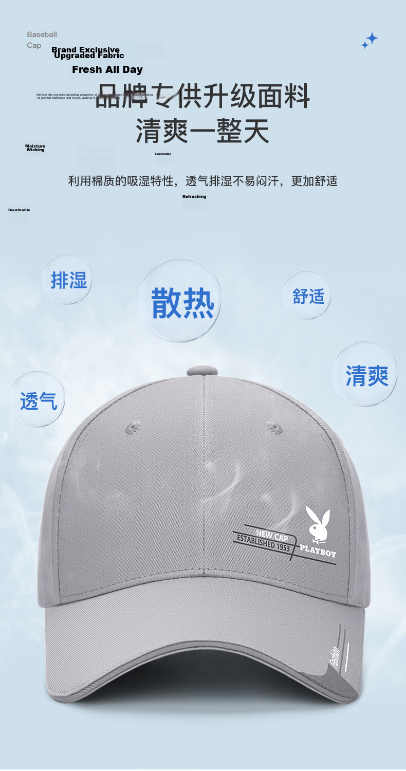 PLAYBOY Men's Baseball Cap, Outdoor Spring And Summer Middle-Aged Sun Protection Sports Hat, All-Season Travel Visor Cap, Khaki 4