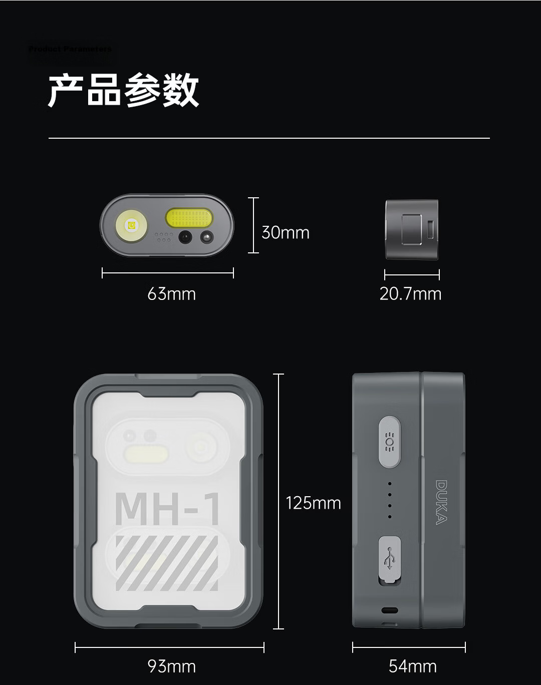 DUKA Multifunctional Headlamp High Brightness Rechargeable Outdoor Night Fishing Mining Head-Worn Light MH1 Dual Lamp Rechargeable Set 23