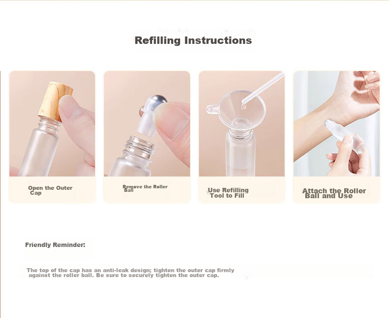 Morning Dew Roll-On Perfume Refill Bottles Glass 10ml*2 Portable Sample Lip Oil Roller High-End Essential Oil Empty Bottles 8
