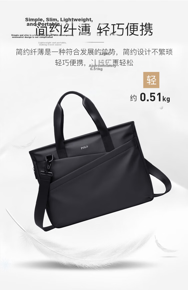 POLO Business Briefcase Expandable Men's Handbag 14/15.6 Inch Laptop Bag Shoulder Bag Gift for Boyfriend 8
