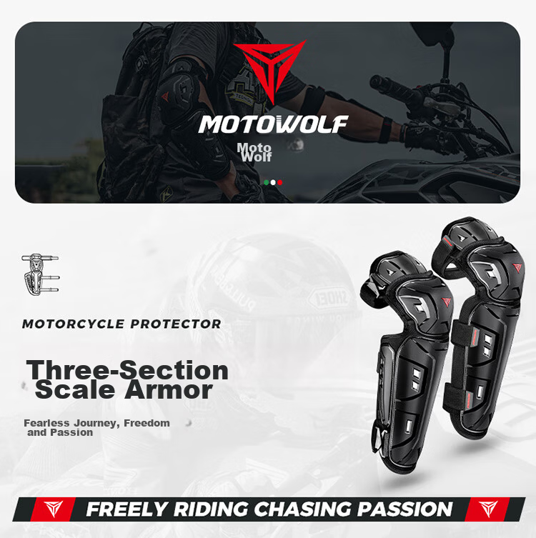 MOTOWOLF Motorcycle Protective Gear, Summer Windproof Knee And Elbow Pads, Anti-Fall Motorcycle Riding Protection, Leg Guards, Windproof Rider Equipment for All Seasons 1