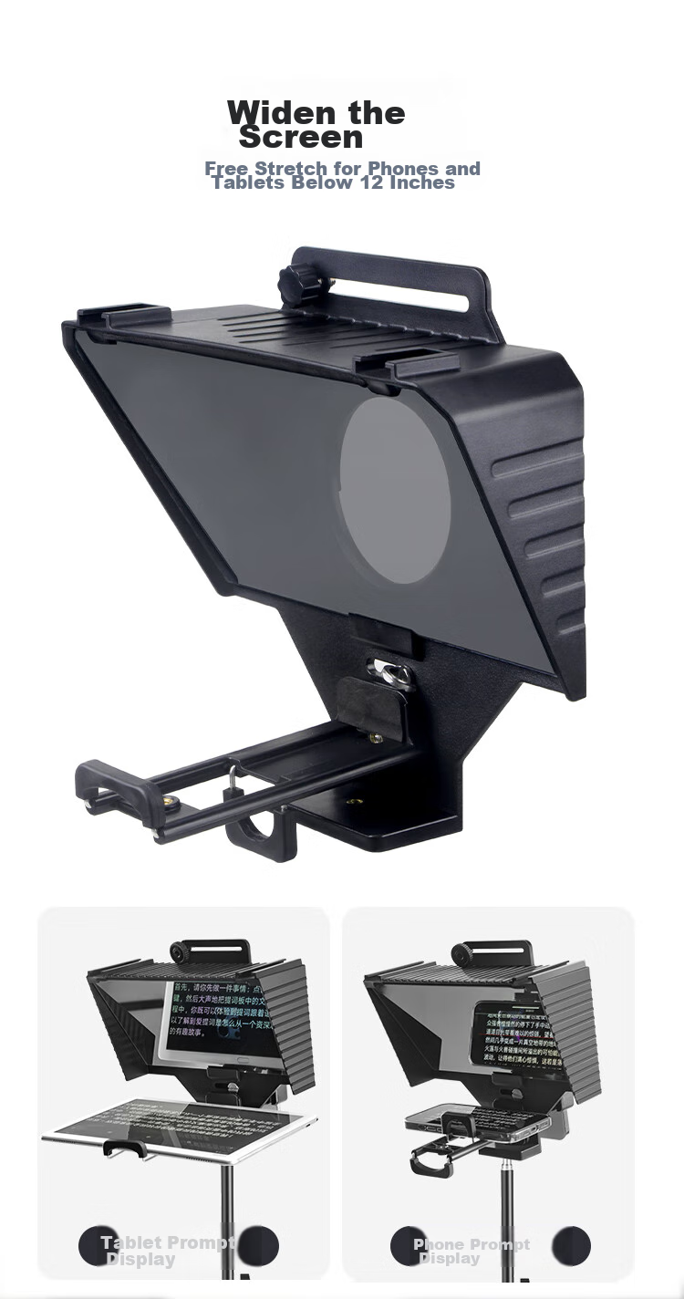 LATZZ Live Streaming Teleprompter Large Screen for Mobile Phones, Tablets, IPads, DSLR Cameras, Mirrorless Cameras Portable Teleprompter for On-Air Reading, Video Recording, Outdoor Live Streaming Interviews with Subtitle Prompter 7