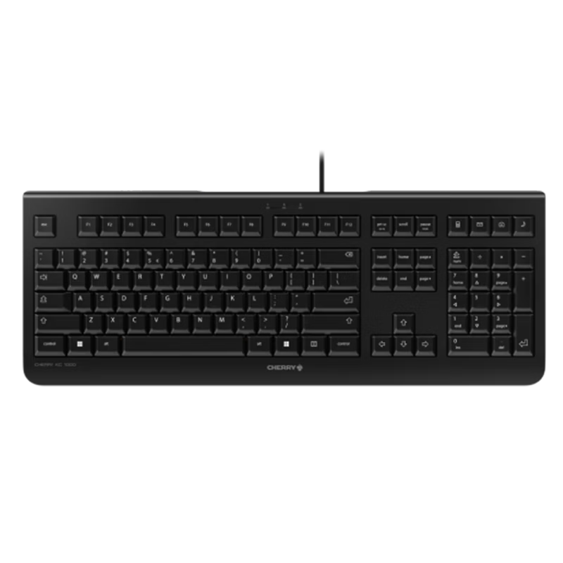CHERRY KC1000 Membrane Keyboard Office Keyboard Quiet Wired Laptop External Slim Lightweight Durable Chocolate Key Multimedia Extra Keys Black