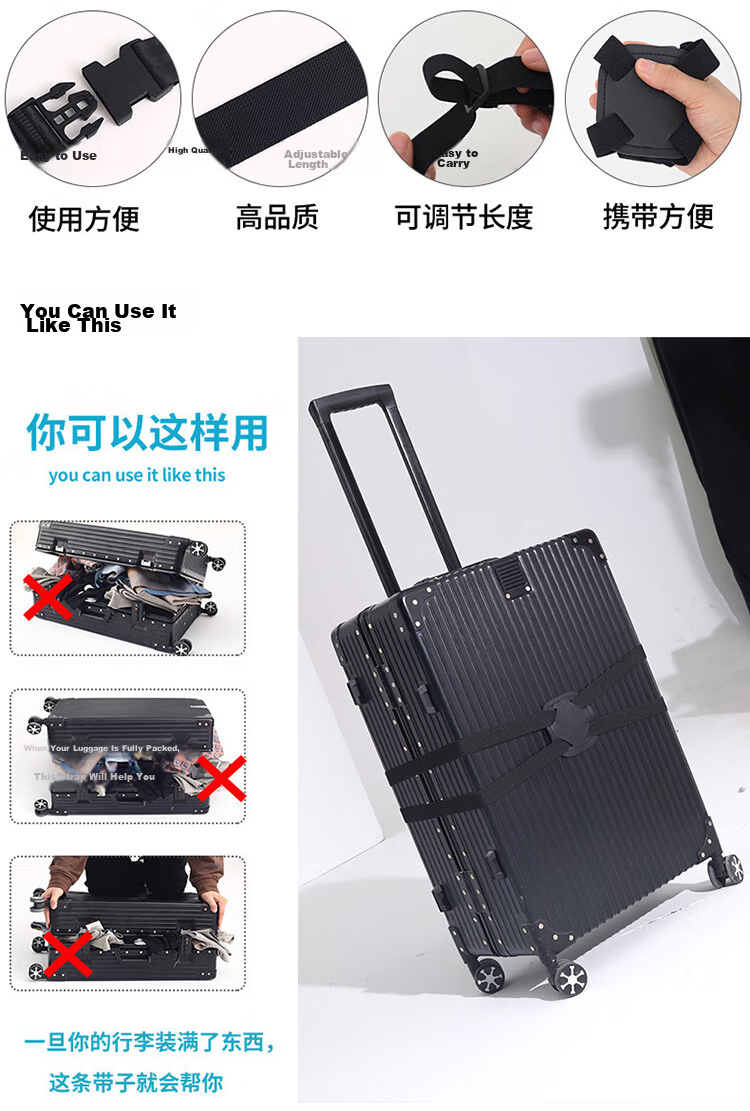 Xinqin Packing Strap, Cross Strap with Combination Lock, Luggage Tie-Downs, Suitcase Straps for Travel, Cargo Bundling Straps 3
