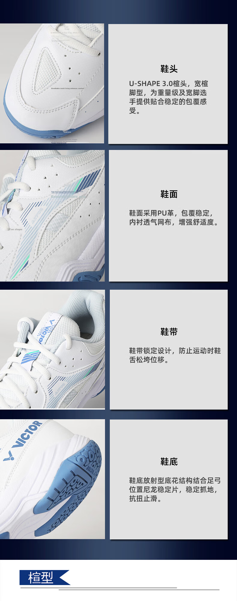VICTOR Badminton Shoes A170II Second Generation for Men And Women, Wear-Resistant Breathable Sports Shoes, White And Gray, Size 42 5