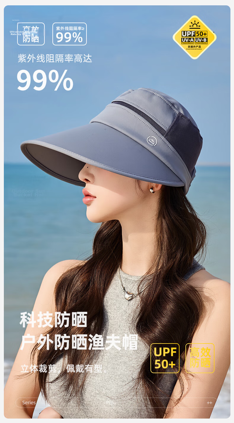 GRGN Sun Protection Hat for Women with Wide Brim, Sun Hat, Fisherman Hat, Sun Hat, Shell Hat, Face-Covering UV Protection Hat for Wome 1