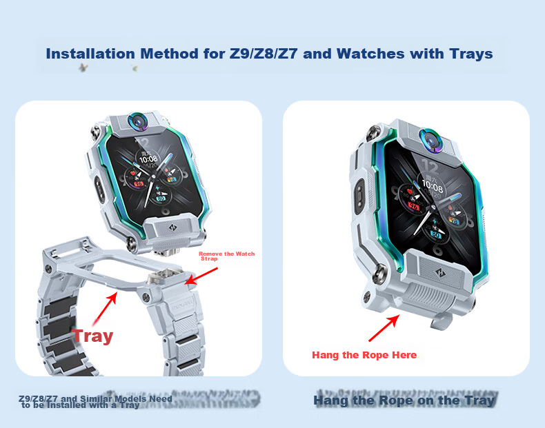 KMaxAI Hanging Rope for Small Genius Children's Phone Watch Z9/Z6S/Z7S/Q2A/Q1R/D3/Y05 Dopamine Hanging Neck Strap Watch Band Woven Single Circle Hanging Chain Blue 13