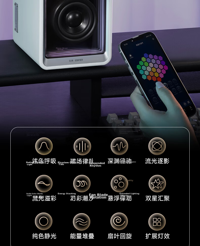 Manbuzhehuazai Halo 2.0 Abyss Monitoring Speaker, Bluetooth Computer Speaker, Desktop Speaker, HIFI-Grade Sound Quality, TV Speaker, Living Room Speaker, Poxiaobai 24