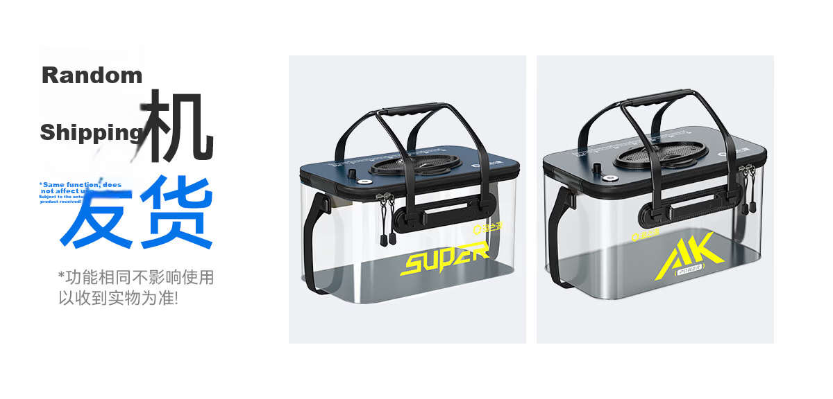 Yuzhiyuan Live Fish Bucket, Fishing Tackle Box, Foldable Water Bucket, Transparent Container, Navy Blue + Air Pump 1