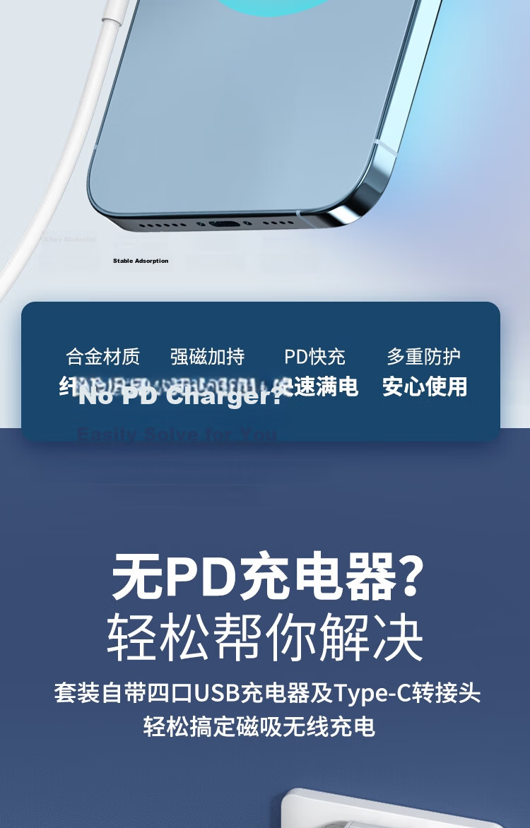 ESCASE Wireless Charger Magsafe Magnetic Charging Adapter for Huawei Mate60 Pro Apple iPhone 18 Pro AMX Phone Earphones AirPods 5/4/3 Pro 2nd Gen FM13 Pro 3