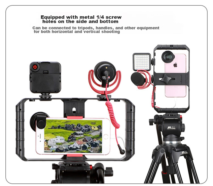 Ulanzi Lino Metal Rabbit Cage with Fill Light, Dual-Light Kit, Handheld Camera Rabbit Cage for Apple Phones, Horizontal And Vertical Shooting, Photography, Vlogging, And Live Streaming 2