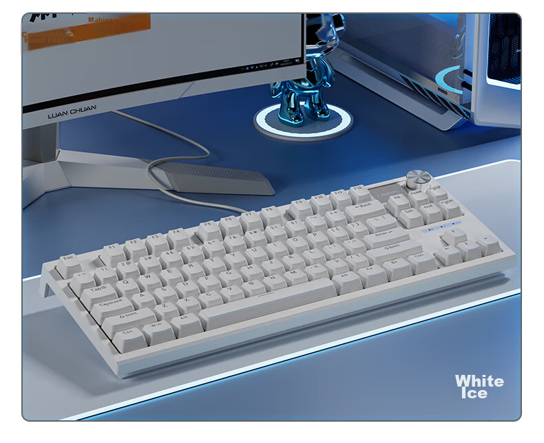 Langtu LT84 Wired Mechanical Keyboard Gaming E-sports 84-Key Computer Office Tablet Keyboard Hot-Swappable Switches Milk White Gray Crystal Cloud Switch 32