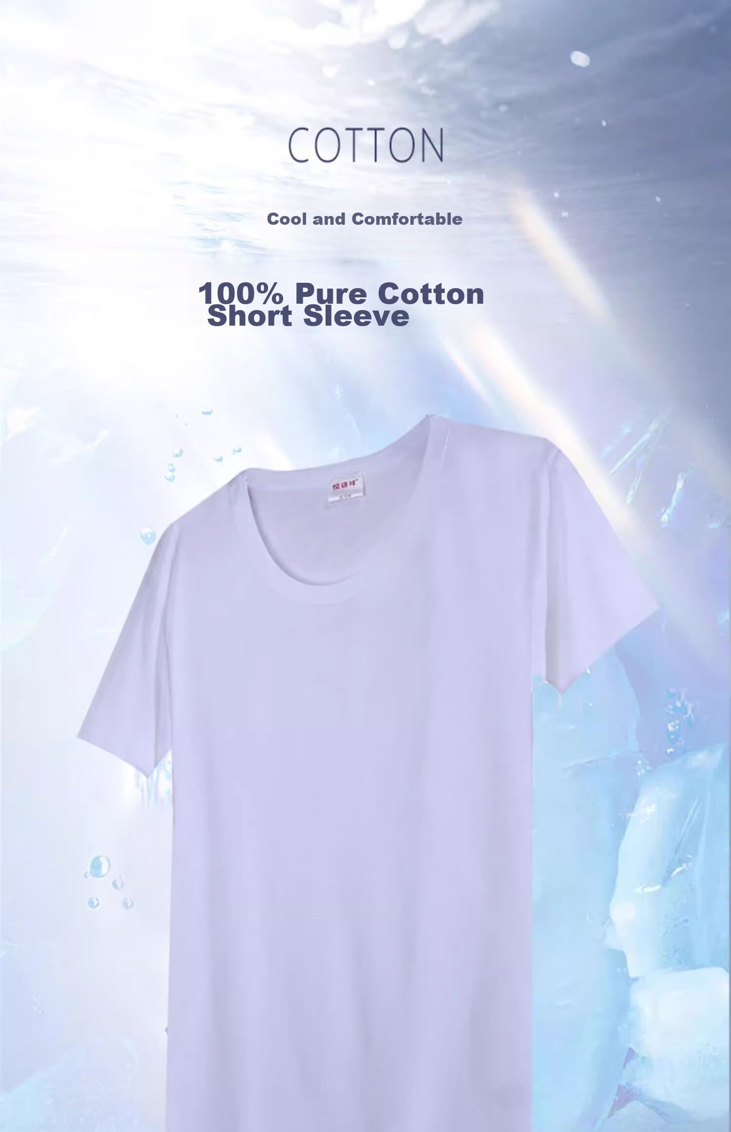 Hengyuanxiang Men's Short-Sleeve Pure Cotton Autumn Round Neck Casual Solid Color Large Size Undershirt Breathable T-Shirt, Black 3