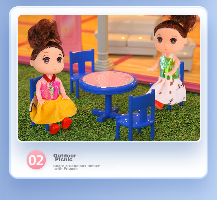 Guou Toy Girls Dollhouse Dress-Up Playhouse Princess Castle Gift Box Children's Birthday Present 13