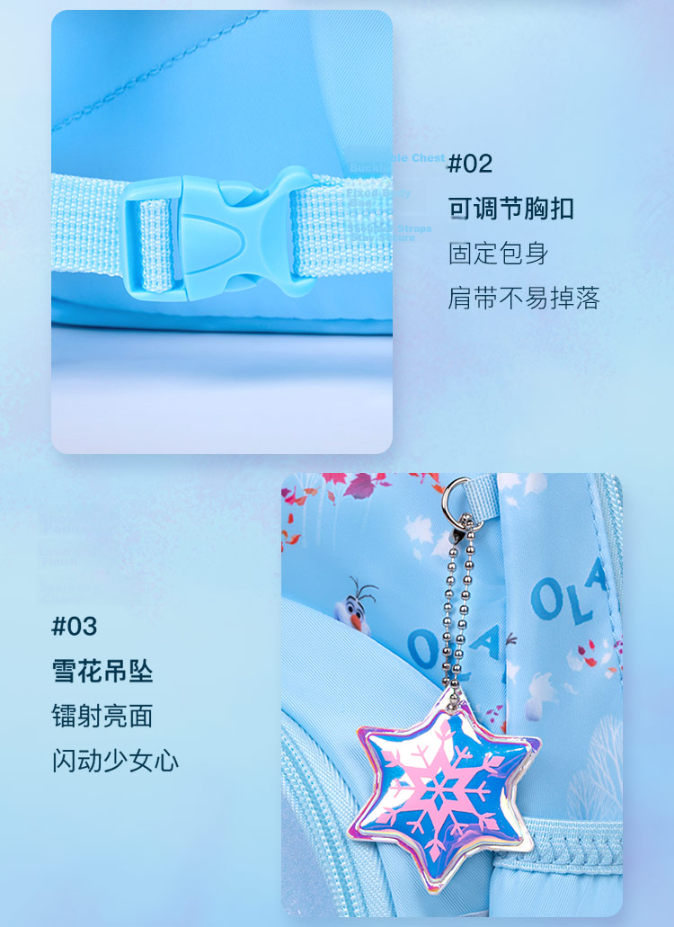 Disney Children's Backpack for Kindergarten Ages 3-6, Junior And Senior Classes, Ultra-Light Cute Girl's Small Backpack, Elsa Princess Blue 18