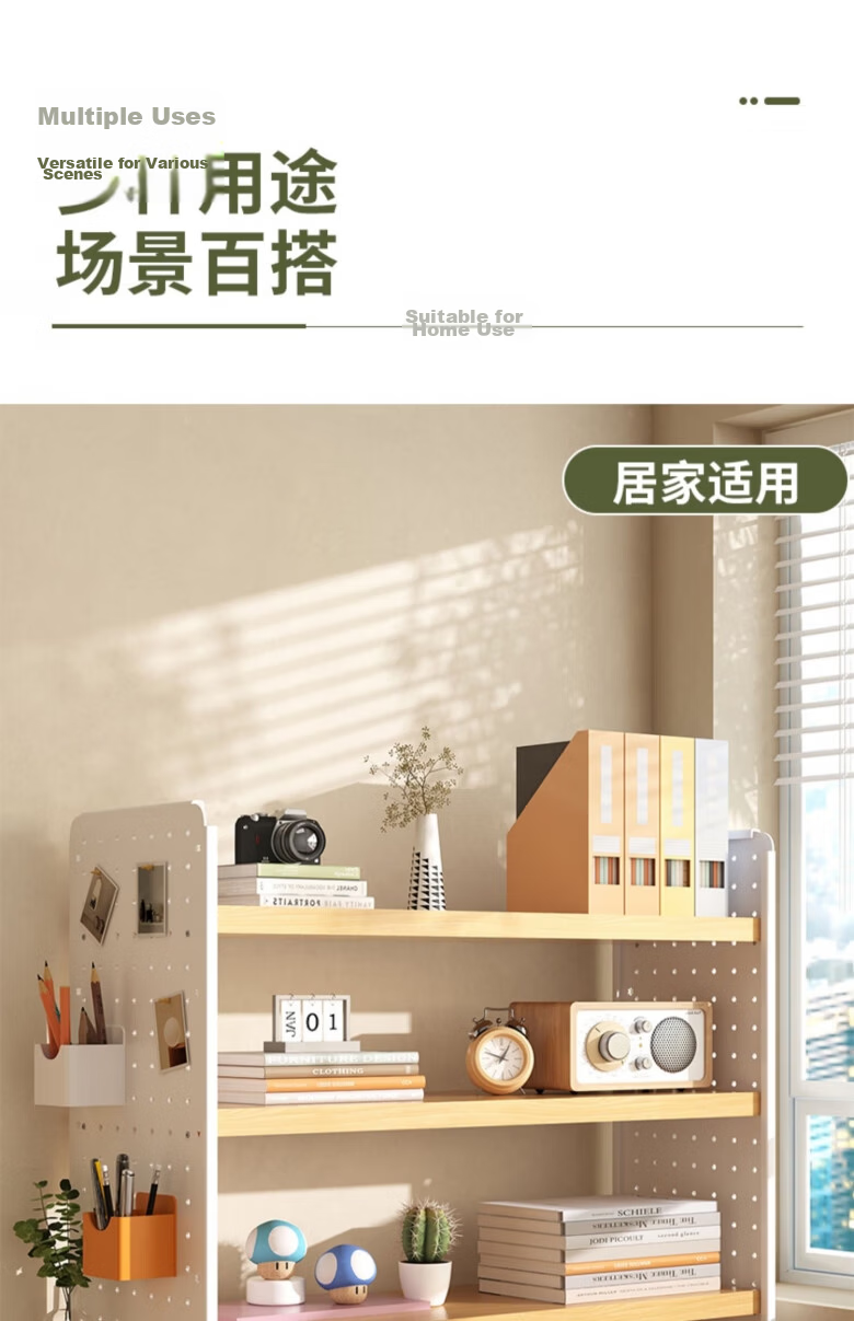 XIAOJIANGCAI Desktop Storage Rack, Office Desk Bookshelf, Simple Multi-Layer Desk Organizer for Students, Three-Tier Pegboard Cabinet, 60cm 18