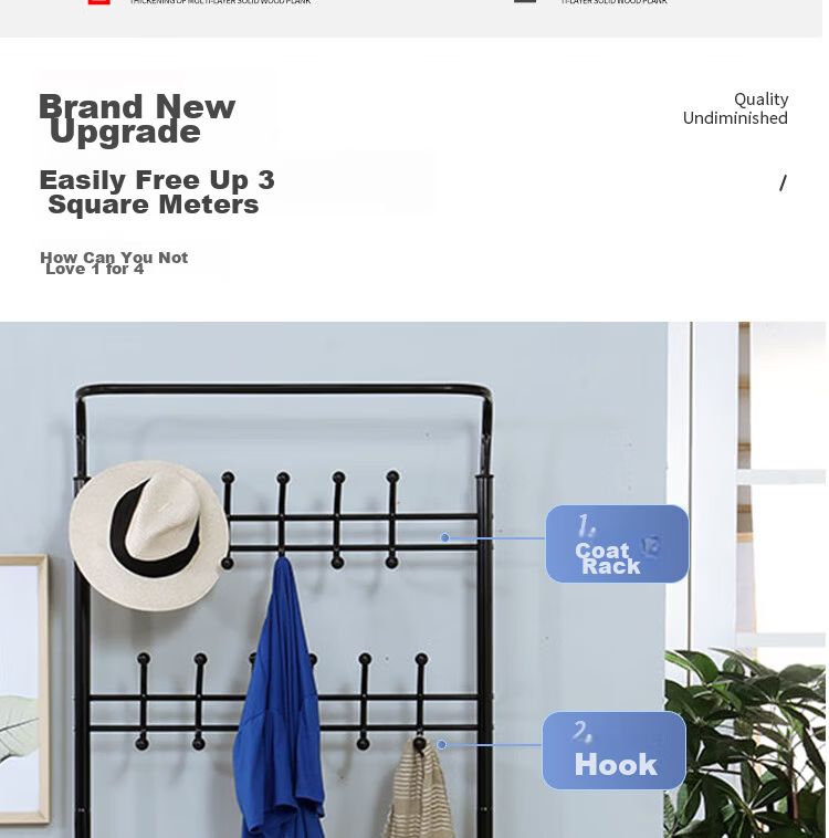 ANERYA Metal Floor Coat Rack Shoe Rack Modern Minimalist Iron Clothes Hanger Home Storage Rack 65 Black 6