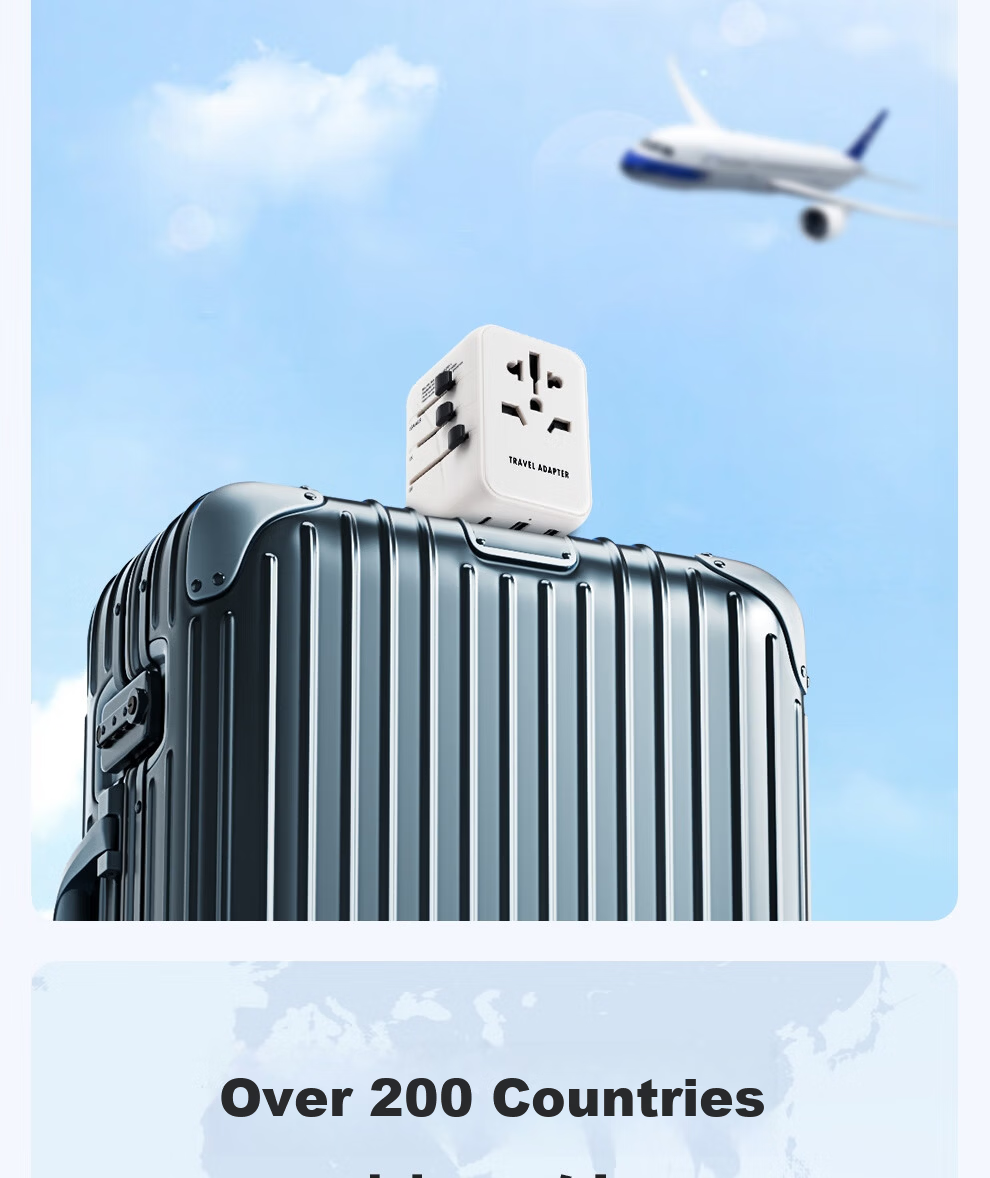 Jingxuan JINGDONG, Own Brand, Global Multi-Country Travel Adapter Plug, Universal for Overseas Travel/Study Converter, Suitable for UK/EU/Australia/Japan/Hong Kong Standards 7