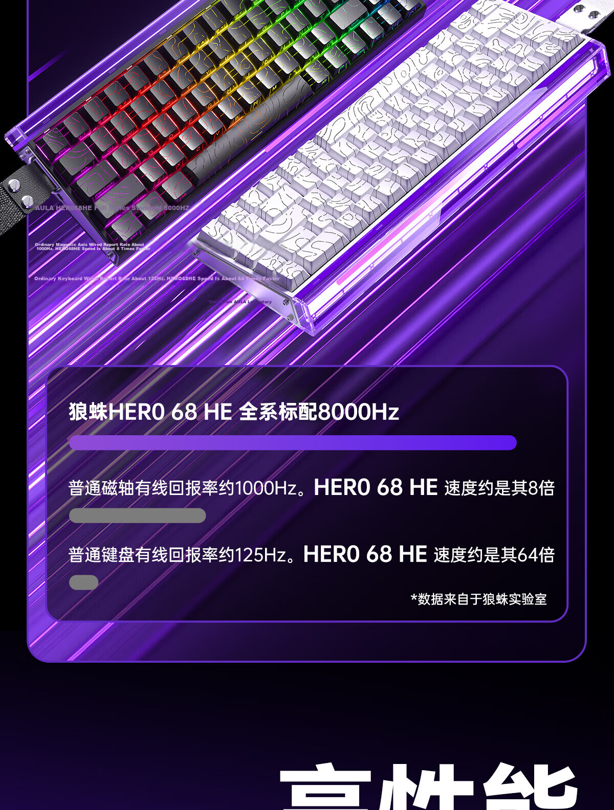 AULA HERO 68HE Magnetic Switch Keyboard RT Gaming Custom Mechanical Keyboard 68 Keys 8K Polling Rate Pink Side-Printed Poseidon Magnetic Switch 10