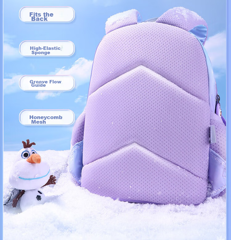 Disney Kindergarten Backpack for Girls 3-6 Years Old Ultra-Light Breathable Large Capacity Water-Resistant Non-Slip Frozen Kids Shoulder Bag 7