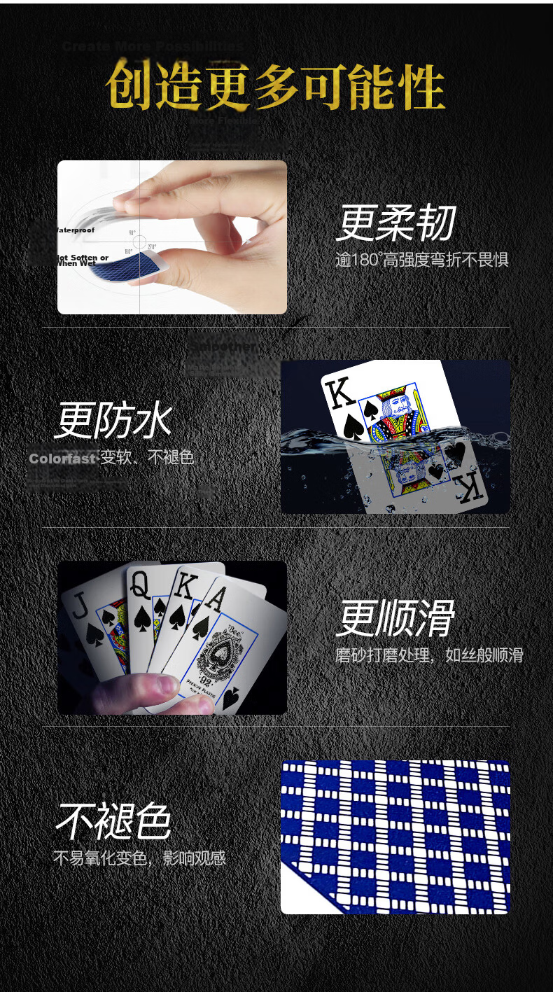 Bee Xiaomifeng Suohua Guandan Dou Dizhu Playing Cards, Plastic Bridge Cards, Narrow Cards, Waterproof And Durable, Imported, Blue 8