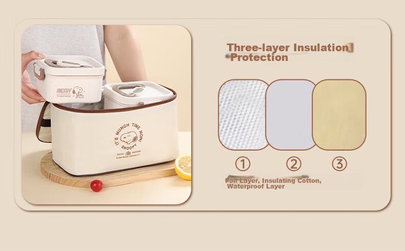SNOOPY Insulated Lunch Box Bag Portable Handheld Cooler Bag for Office Workers, Set of 4 Lunch Box Bags 4