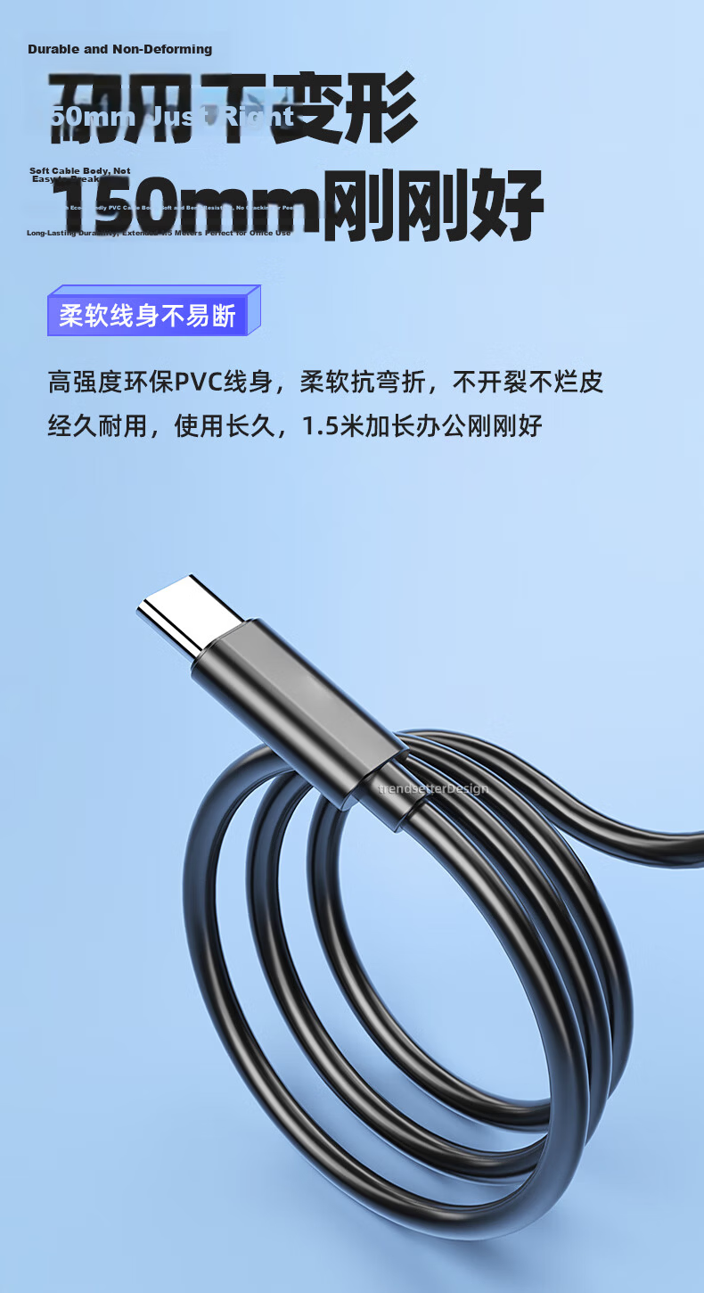 Trendsetter Compatible with HP Laptop Charging Cable Power Cord, 65W/100W for HP Zhan 6/8/9/10/11/12/13/14/15 Computers, Star 14/15 Laptop Power Cable 10